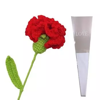 Вязаная гвоздика, цветок ручной работы с шерстью, ручное вязание крючком, искусственная упаковочная сумка, домашний декор розовый