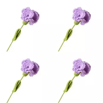 Вязаная гвоздика крючком Готовая гвоздика на свадьбу, день рождения (фиолетовый)