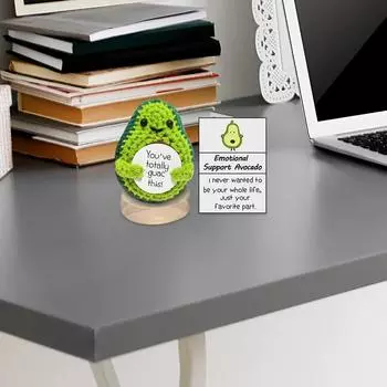 Вязаная игрушка авокадо с картой, креативная позитивная энергия, карман для объятий картофеля, мини-игрушка ручной работы, плюшевые шерстяные куклы, украшения для декора