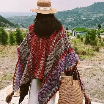 Вязаная кисточка, имитация кашемира, осенне-зимняя женская однотонная накидка, разделенная шаль