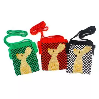 Вязаная клетчатая сумка для мобильного телефона на одно плечо для девочек, маленькая квадратная сумка, маленькая сумка через плечо One Size красный