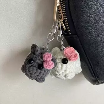 Вязаная крючком грустная игрушка-хомяк с брелком, вязаная кукла ручной работы с бантом, хомяк, плюшевое украшение, подвеска в виде животного для детей и взрослых A