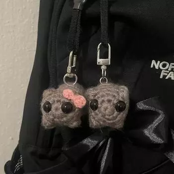 Вязаная крючком игрушка «Грустный хомяк», ручная работа, вязаный бантик, хомяк, плюшевая кукла, брелок с изображением животного, кулон, украшение для детей и взрослых, подарок для фанатов мемов A buckle