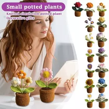 Вязаная крючком корзина с подсолнухами, ручная вязка, имитация подсолнуха, украшения в горшках, праздничные подарки One Size