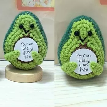 Вязаная крючком кукла авокадо с основой для эмоциональной поддержки, позитивная жизнь, вязаная фруктовая кукла, успокаивающая игрушка для снятия стресса, подарок для детей и взрослых A