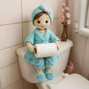 Вязаная крючком кукла держатель для салфеток ручной работы стойка для туалетной бумаги легкий настенный декоративный аксессуар для ванной комнаты C