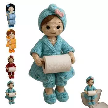 Вязаная крючком кукла держатель для салфеток ручной работы стойка для туалетной бумаги легкий настенный декоративный аксессуар для ванной комнаты C