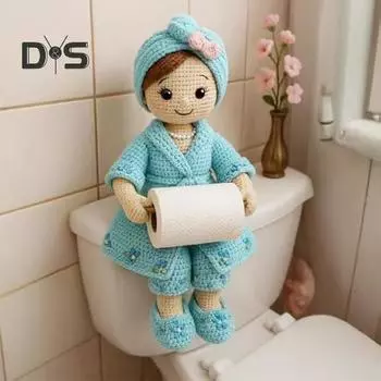 Вязаная крючком кукла держатель для салфеток ручной работы стойка для туалетной бумаги легкий настенный декоративный аксессуар для ванной комнаты C