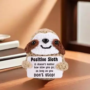 Вязаная крючком кукла-ленивец Мини-позитивный ленивец с поощрительной открыткой Эмоциональный подъем Поддержка ленивец