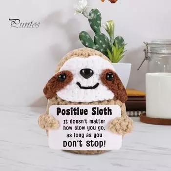 Вязаная крючком кукла-ленивец Мини с поощрительной открыткой Эмоциональный подъем Поддержка Ленивый Подарок для друзей Семьи коричневый