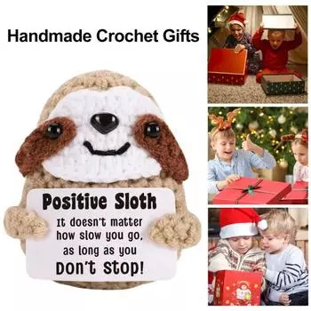 Вязаная крючком кукла-ленивец Мини с поощрительной открыткой Эмоциональный подъем Поддержка Ленивый Подарок для друзей Семьи коричневый