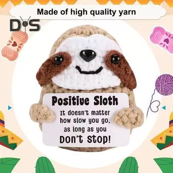 Вязаная крючком кукла-ленивец Мини с поощрительной открыткой Эмоциональный подъем Поддержка Ленивый Подарок для друзей Семьи коричневый