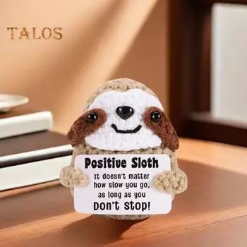 Вязаная крючком кукла-ленивец Мини с поощрительной открыткой Эмоциональный подъем Поддержка Ленивый Подарок для друзей Семьи коричневый