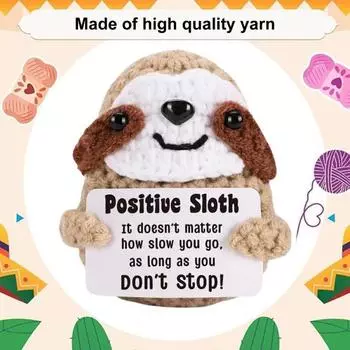 Вязаная крючком кукла-ленивец Мини с поощрительной открыткой Эмоциональный подъем Поддержка Ленивый Подарок для друзей Семьи коричневый