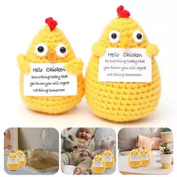 Вязаная крючком кукла Позитивная кукла-цыпленок Эмоциональная поддержка Вязаная кукла Украшение для домашнего офиса S