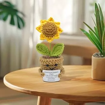 Вязаная крючком кукла-призрак с позитивной открыткой, эмоциональной поддержкой, ручная работа, мини-вязаная кукла-пчела в горшке, украшение для игрушек B