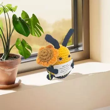 Вязаная крючком кукла-призрак с позитивной открыткой для эмоциональной поддержки, ручная работа, мини-вязание, в горшке B