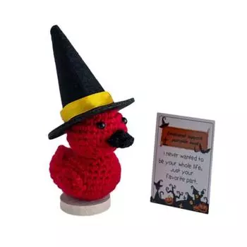 Вязаная крючком кукла-волшебница на Хэллоуин с поощрительной открыткой Эмоциональная поддержка Ручная вязка Позитивная утка Ананас A
