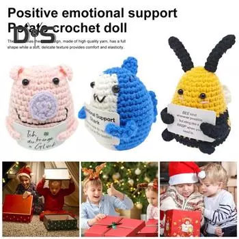 Вязаная крючком кукла-животное ручной работы, позитивная вязаная крючком фигурка животного, мини-украшение в виде животного с поощрительной открыткой, подарок для друзей, семьи розовый