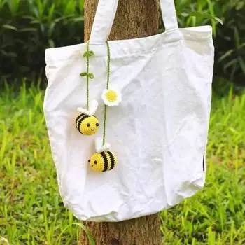 Вязаная крючком пчела, подвесное украшение для автомобиля, зеркало заднего вида, ручная работа, пряжа для вязания, цветок, пчела, животное