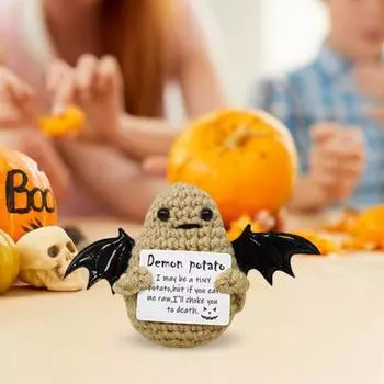 Вязаная крючком плюшевая кукла на Хэллоуин, вязаная фигурка привидения в виде картофеля, огурца и крыльев, мини A хаки