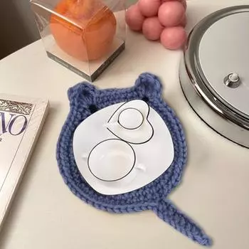 Вязаная крючком подставка с изображением кота, термостойкая нескользящая кухонная столешница, защита стола, кружка ручной работы, держатель для чашки кофе, чая, украшение чёрный