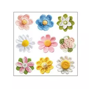 Вязаная крючком пряжа Цветок Наклейка на окно Водонепроницаемый ПВХ Двусторонняя Вязание Цветок Статическая наклейка на стекло Весенне-летнее украшение Декаль разноцветный