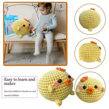 Вязаная крючком шерстяная кукла, мультяшная маленькая желтая вязаная крючком кукла, готовая школьная сумка, брелок, подвеска, декоративная кукла One Size