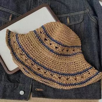 Вязаная крючком шляпа ручной работы, пляжная шляпа рыбака, соломенная шляпа-ведро, для улицы