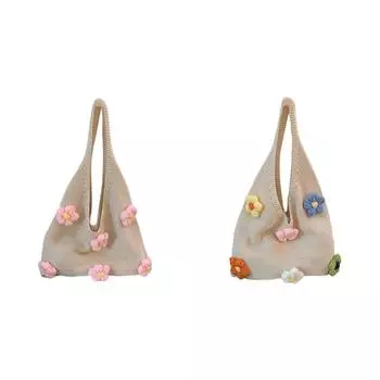 Вязаная крючком сумка с цветочным принтом женская повседневная сумка-тоут (розовый)