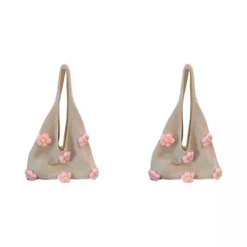 Вязаная крючком сумка с цветочным принтом женская повседневная сумка-тоут (розовый)