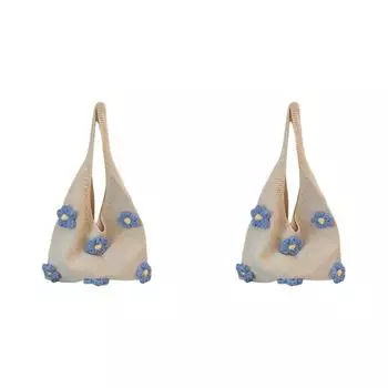 Вязаная крючком сумка с цветочным принтом женская повседневная сумка-тоут (синий)