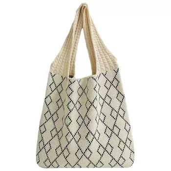 # Вязаная крючком сумка-тоут Эстетическая сумка через плечо Полая сумка-хобо для женщин (Абрикосовый красный