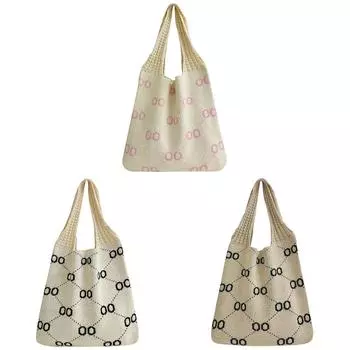 Вязаная крючком сумка-тоут Эстетическая сумка через плечо Полая сумка-хобо для женщин (Абрикосово-розовый)