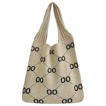 Вязаная крючком сумка-тоут Эстетическая сумка через плечо Полая сумка-хобо для женщин (Розовый черный) *