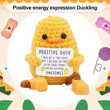 Вязаная крючком уточка, украшение ручной работы, длинноногая уточка, кукла, компаньон для стола, позитивная утка, вдохновляющий подарок для женщин и мужчин, наполнители для рождественских чулок жёлтый