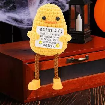 Вязаная крючком уточка, украшение ручной работы, длинноногая уточка, кукла, компаньон для стола, позитивная утка, вдохновляющий подарок для женщин и мужчин, наполнители для рождественских чулок жёлтый