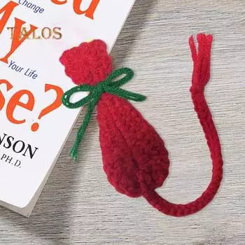 Вязаная крючком закладка для книг с изображением кошки и украшением в виде галстука-бабочки, держатель для страниц книги с изображением кошки, школьные принадлежности для офиса и дома чёрный