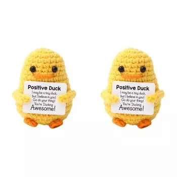 Вязаная крючком желтая утка с картой Креативная вязаная позитивная утка для сестер Подарки