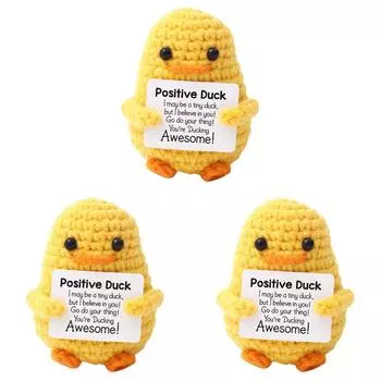 Вязаная крючком желтая утка с картой Креативная вязаная позитивная утка для сестер Подарки