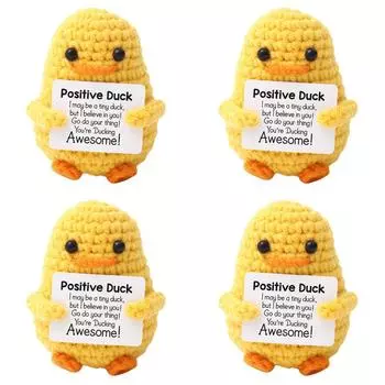 Вязаная крючком желтая утка с картой Креативная вязаная позитивная утка для сестер Подарки
