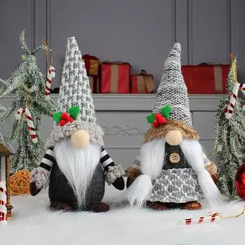 Вязаная кукла без лица старика, украшение, симпатичная плюшевая кукла-гном Рудольф, украшения One Size