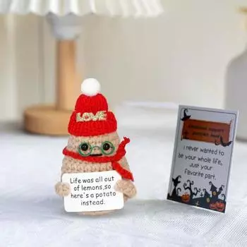 Вязаная кукла-картошка для детей. Позитивная жизнь. Ручная работа. Вязаная крючком плюшевая кукла-картошка с вдохновляющими словами. Игрушка-украшение для эмоциональной поддержки. D