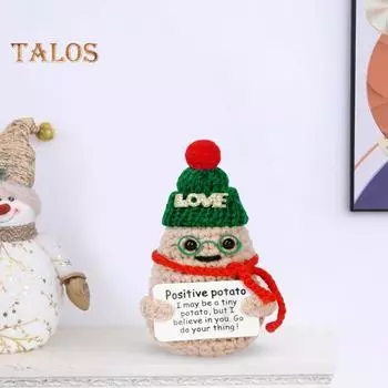 Вязаная кукла-картошка для детей. Позитивная жизнь. Ручная работа. Вязаная крючком плюшевая кукла-картошка с вдохновляющими словами. Игрушка-украшение для эмоциональной поддержки. E