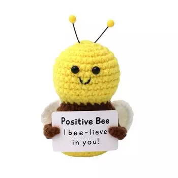 Вязаная кукла-пчела ручной работы с картой, украшение для дома, вязаная крючком энергетическая рождественская позитивная подарочная кукла Z5P7 Yellow-1pcs