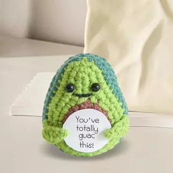 Вязаная кукла ручной работы, эмоциональная поддержка, кукла авокадо с поощрительной картой, забавная вязаная крючком кукла авокадо для дома Avocado