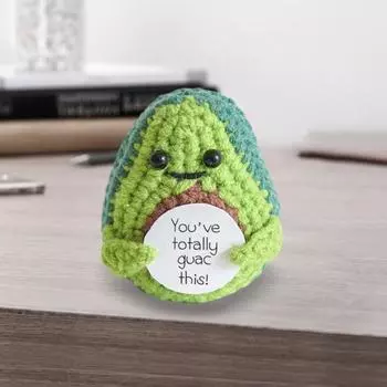Вязаная кукла ручной работы, эмоциональная поддержка, кукла авокадо с поощрительной картой, забавная вязаная крючком кукла авокадо для дома Avocado