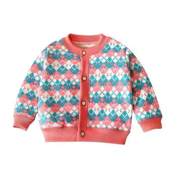 Вязаная куртка для девочек, зимняя одежда для малышей, пальто, осенняя одежда, свитер на пуговицах, повседневная верхняя одежда 80 синий