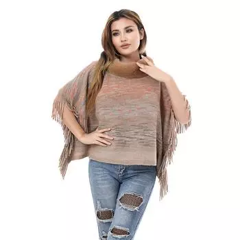 Вязаная накидка-шаль женская термомеховая накидка-воротник шарф можно использовать как шарф пальто женская накидка с бахромой 50CM розовый