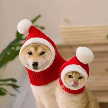 Вязаная новогодняя шерстяная шапка для кошек. Мягкая рождественская шапка для собак. Вязаная шапка для домашних животных. Зимняя шерстяная шапка для домашних животных. Новый год. L